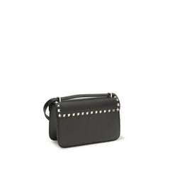 Valentino Garavani Black Calf Leather Bos Taurus Shoulder Bag