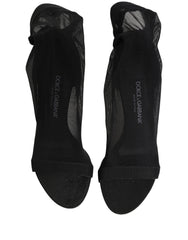 Dolce & Gabbana Black Nylon Mesh Sock Style Boots Shoes
