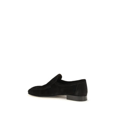 The Row Black Suede Leather Slip-On Loafers