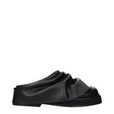 The Attico Black Leather Slippers