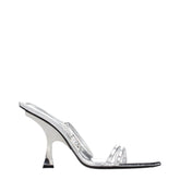 The Attico Gray Leather Stiletto Heel Sandals