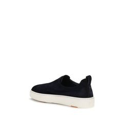Santoni Blue Calf Leather Bos Taurus Sneakers