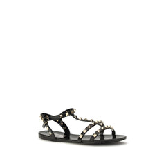 Valentino Garavani Black Rubber Flat Sandals
