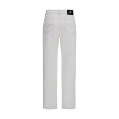 Versace White Cotton High-Waisted Jean