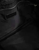 Dolce & Gabbana Black White Striped Polyester Drawstring Backpack Men Bag
