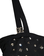 Dolce & Gabbana Black Embellished Cutout Bandeau One Piece Swimwear