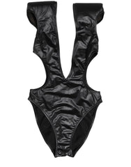 Dolce & Gabbana Black Deep V-Neck Cutout One Piece Swimwear