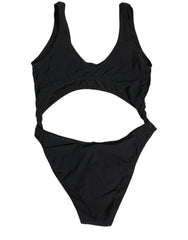 Dolce & Gabbana Black Cutout Logo One Piece Swimsuit Swimwear