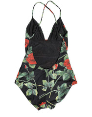 Dolce & Gabbana Black Floral Print One Piece Swimsuit Swimwear
