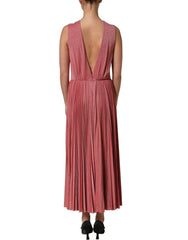 Dolce & Gabbana Coral Pink Pleated Sleeveless Max Dress