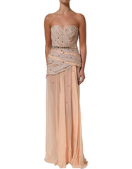 Dolce & Gabbana Nude Embellished Strapless Evening Gown Dress