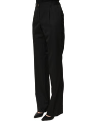 Dolce & Gabbana Black High Waist Straight Dress Trouser Pants