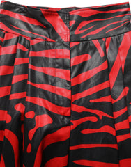 Dolce & Gabbana Red Black Zebra Print Cotton HighWaist Pants