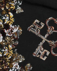 Dolce & Gabbana Black Floral Embellished A-line Mini Skirt