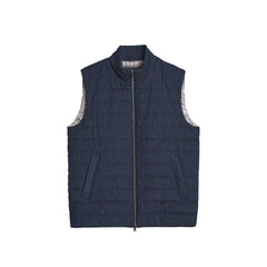 Herno Blue Linen Sleeveless Jacket