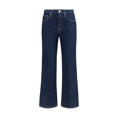 Khaite Blue Cotton Flared Jeans