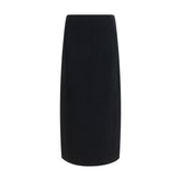 Khaite Black Acetate Long Skirt