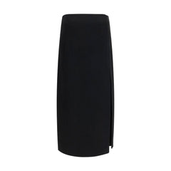Khaite Black Acetate Long Skirt
