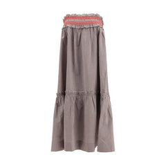 Ganni Brown Cotton Midi Skirt
