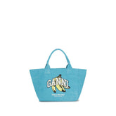 Ganni Blue Recycled Cotton Shoulder Bag