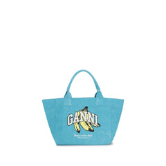 Ganni Blue Recycled Cotton Shoulder Bag