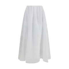 Brunello Cucinelli White Cotton Long Skirt