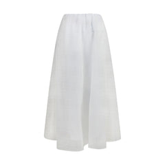 Brunello Cucinelli White Cotton Long Skirt