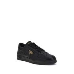 Prada Black Calf Leather Bos Taurus Low Top Sneakers