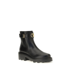 Valentino Garavani Black Calf Leather Bos Taurus Ankle Boots