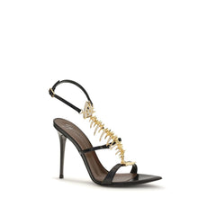 Giuseppe Zanotti Black Calf Leather Bos Taurus Stiletto Heel Sandals