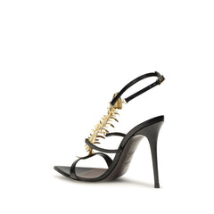 Giuseppe Zanotti Black Calf Leather Bos Taurus Stiletto Heel Sandals