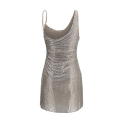 Self-Portrait Silver Polyester Cocktail Dress