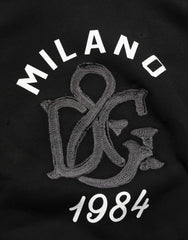 Dolce & Gabbana Black Cotton Milano1984 Print Hoodie Sweater