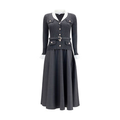 Self-Portrait Gray Polyamide Casual Dress