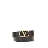Valentino Garavani Black Calf Leather Bos Taurus Regular Belt