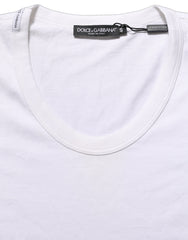 Dolce & Gabbana White Cotton Short Sleeve Round Neck T-shirt