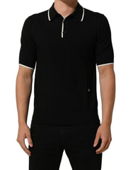 Dolce & Gabbana Black Cotton Collared Short Sleeves Men Polo T-shirt