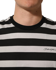 Dolce & Gabbana Black White Stripes Cotton Sleeveless T-shirt
