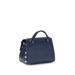 Zanellato Blue Calf Leather Bos Taurus Shoulder Bag
