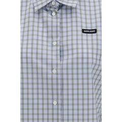 Miu Miu Blue Cotton Pattern Shirt