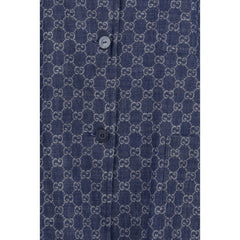 Gucci Blue Cotton Full-Length Jacket
