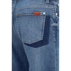 7FOR Blue Cotton Straight-Leg Jeans