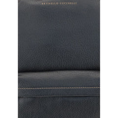 Brunello Cucinelli Black Calf Leather Bos Taurus Handbag