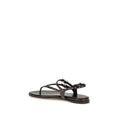 Chloé Black Calf Leather Bos Taurus Flat Sandals
