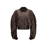 Rick Owens Brown Calf Leather Bos Taurus Bomber
