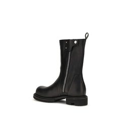 Rick Owens Black Calf Leather Bos Taurus Flat Boots