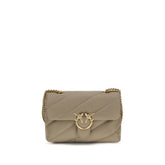 PINKO Gray Calf Leather Bos Taurus Shoulder Bag