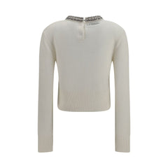 PINKO White Wool Oves Aries Sweatshirt
