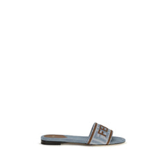Fendi Blue Polyamide Flat Sandals