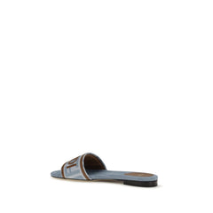 Fendi Blue Polyamide Flat Sandals